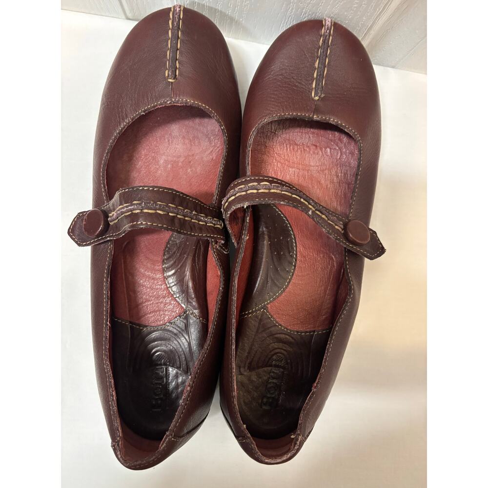 Maroon Leather Mary Jane Flats Women’s Comfort Shoes Round Toe Casual Size 11 - Picture 6 of 10